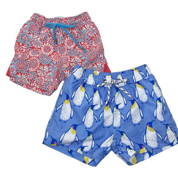 Boys Size 2-3T Bundle of Swim Trunks CK Bradley Paisley Red Snapper Rock Penguin - Picture 1 of 16